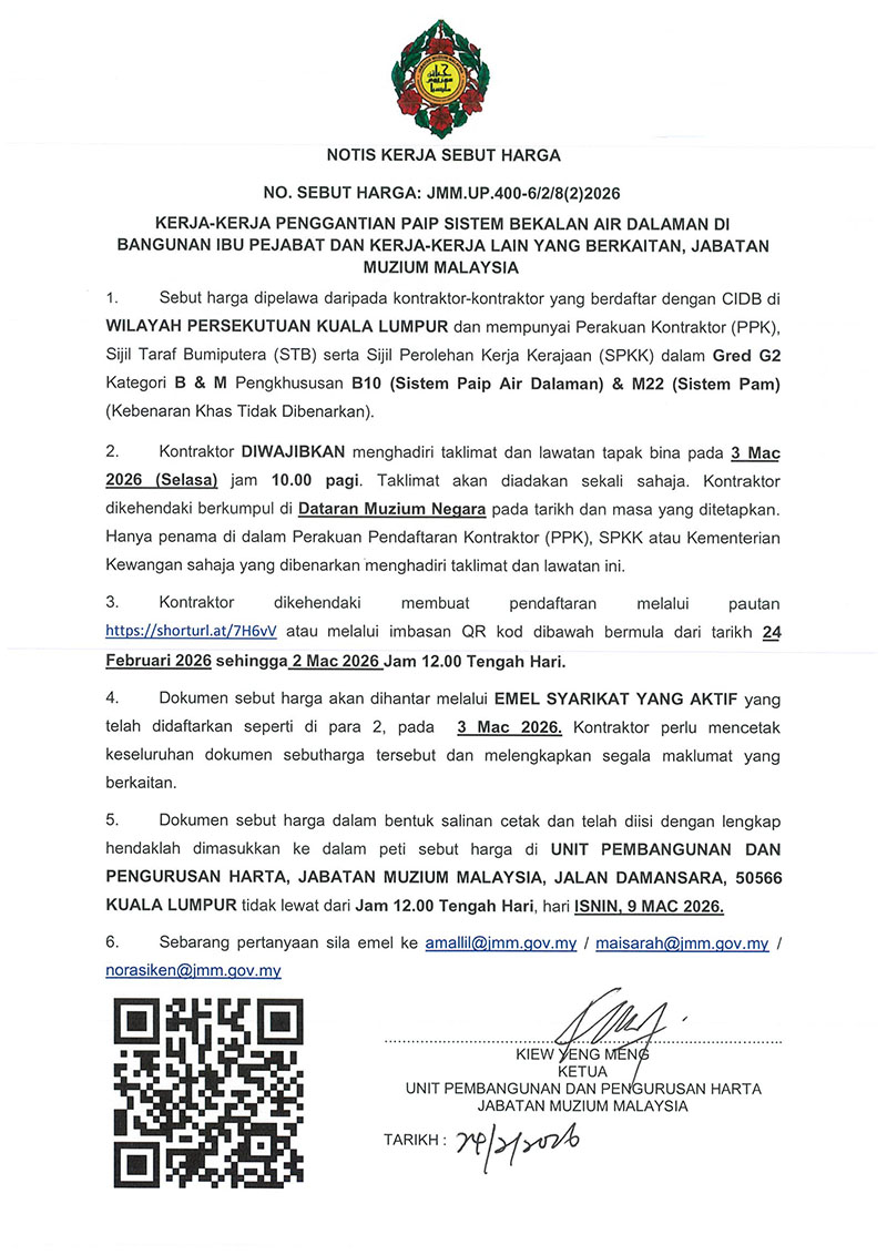 Kerja-Kerja Penggantian Paip Sistem Bekalan Air Dalaman Di Bangunan Ibu Pejabat Dan Kerja-Kerja Lain Yang Berkaitan, JMM