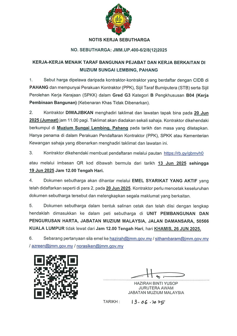 Kerja-Kerja Menaik Taraf Bangunan Pejabat Dan Kerja Berkaitan Di Muzium Sungai Lembing, Pahang