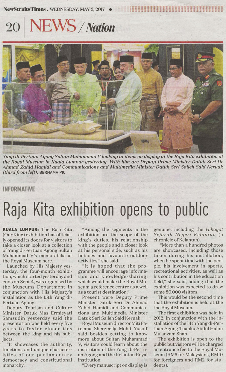 Raja Kita Exhibition Opens To Public