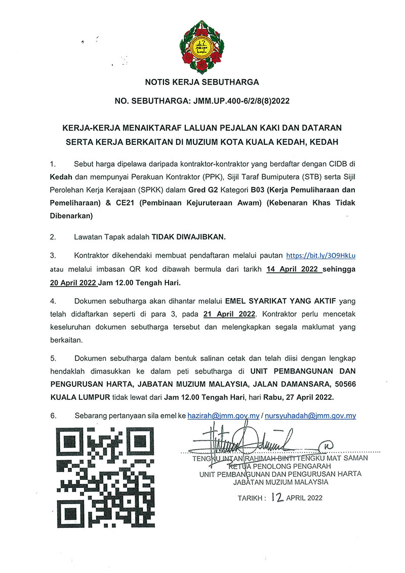 Kerja-Kerja Menaiktaraf Laluan Pejalan Kaki Dan Dataran Serta Kerja Berkaitan Di Muzium Kota Kuala Kedah, Kedah