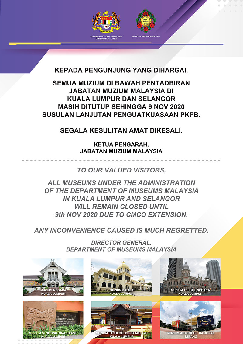 Semua Muzium di Bawah Pentadbiran JMM di Kuala Lumpur dan Selangor Masih Ditutup